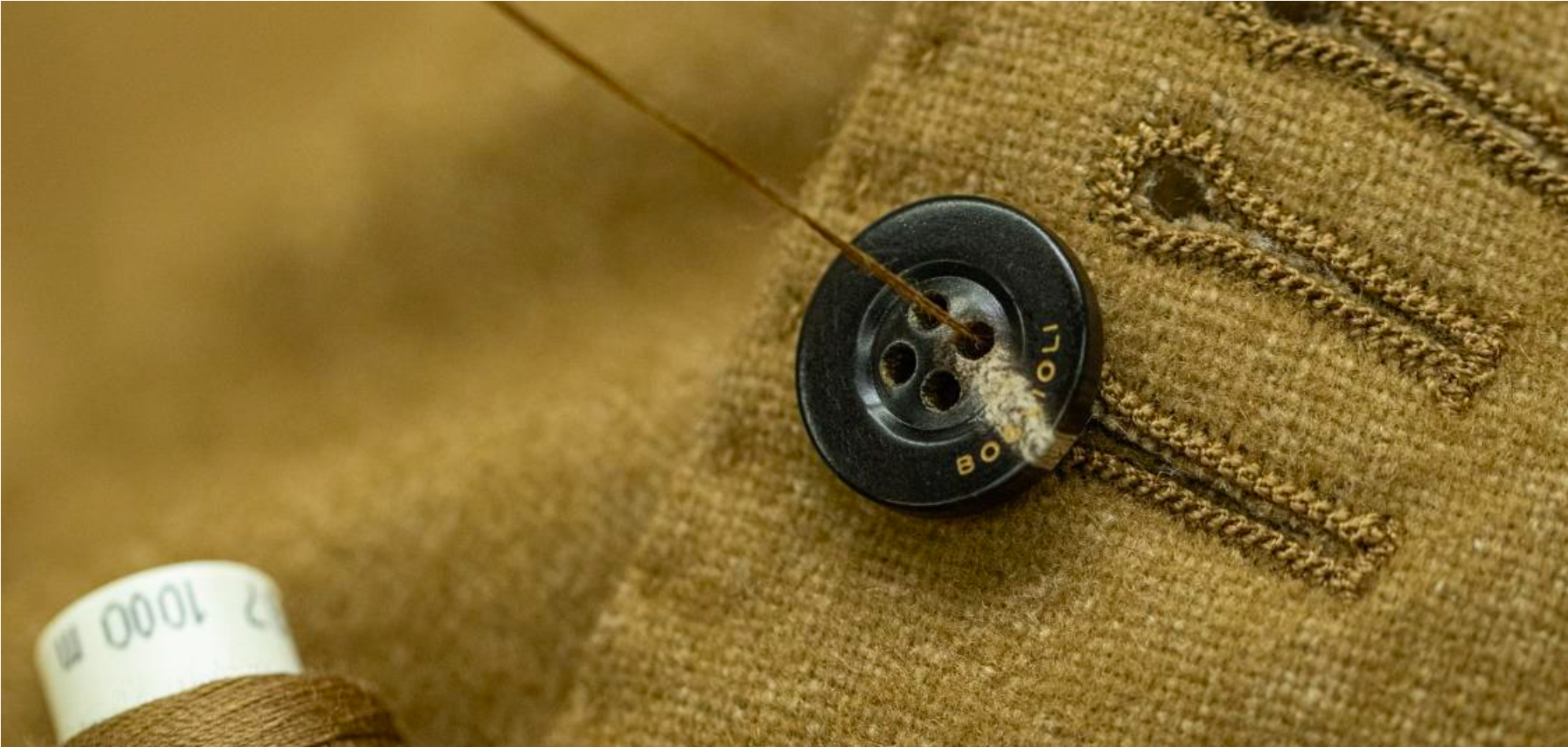 Yellow fabric with a button on top