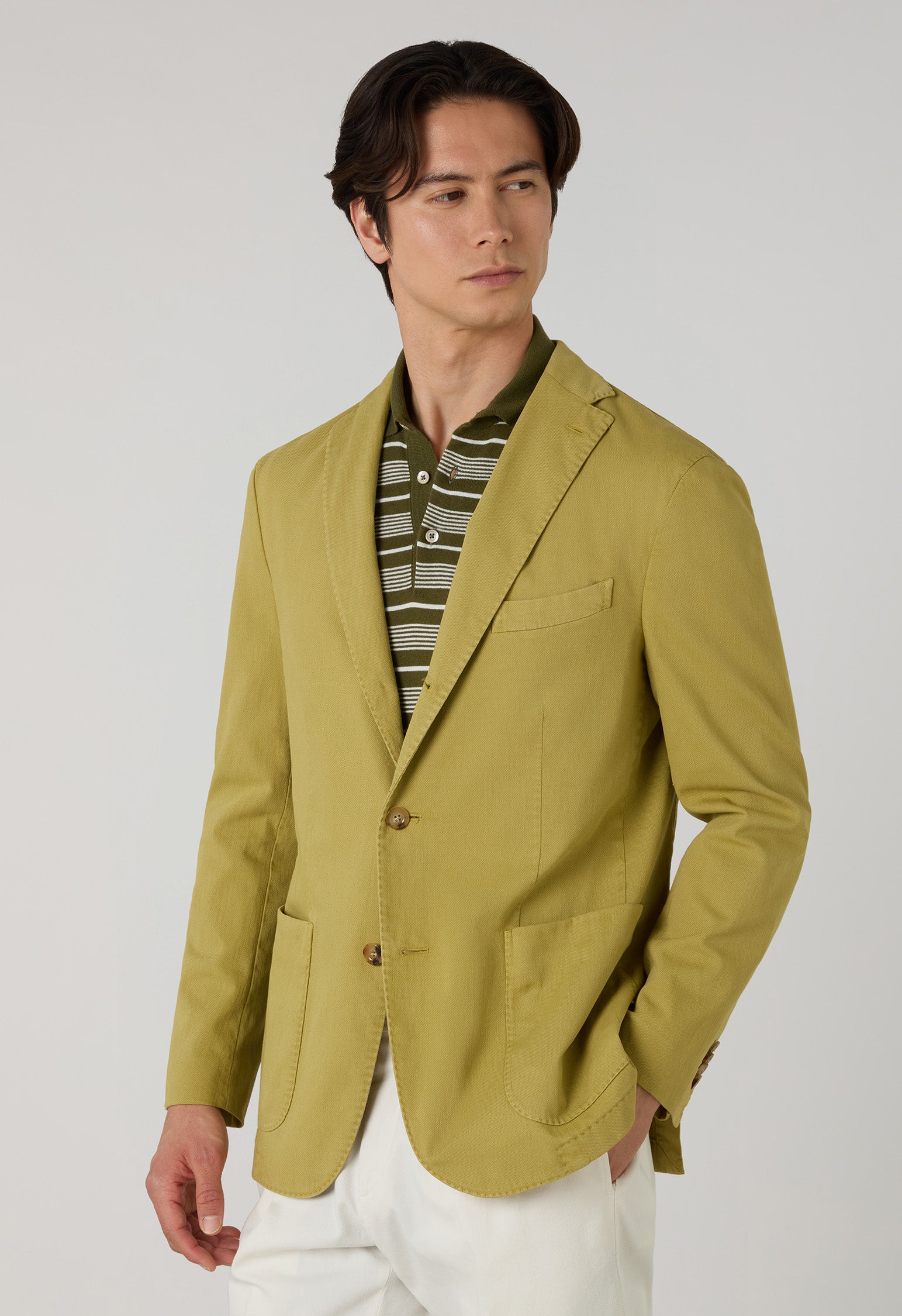 Green Garment-dyed stretch cotton K-Jacket | Boglioli