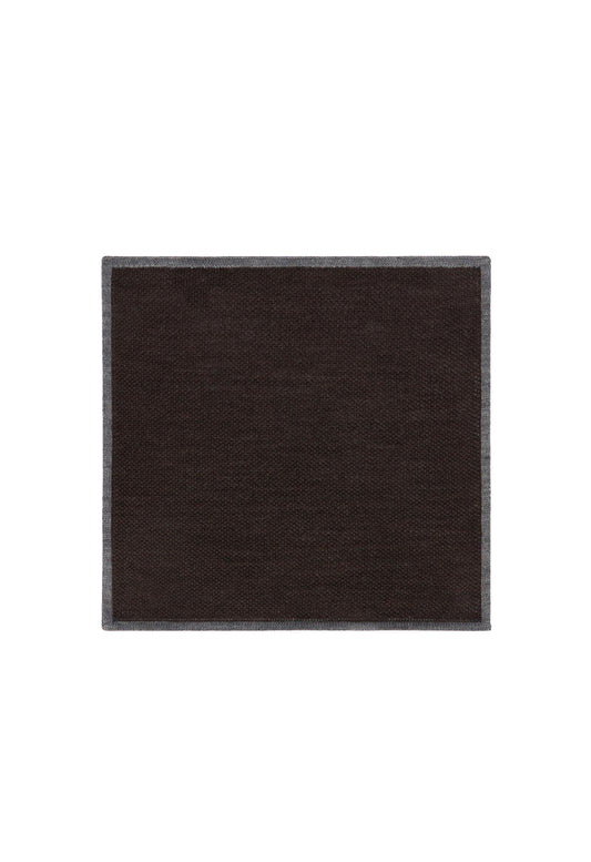 Brown Silk pocket square with contrasting piping