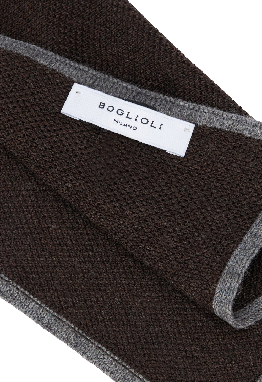 Brown Silk pocket square with contrasting piping