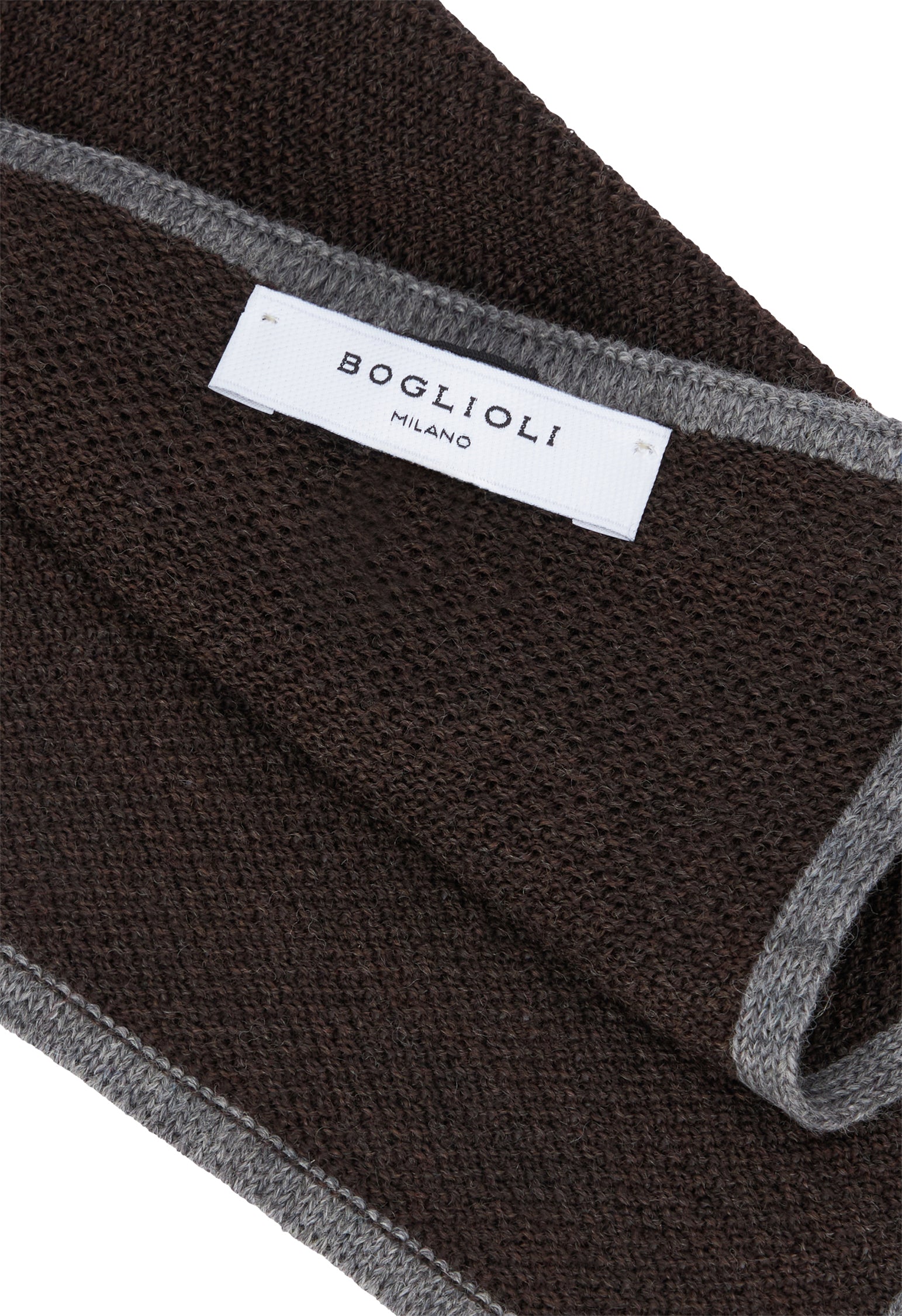 Brown Silk pocket square with contrasting piping