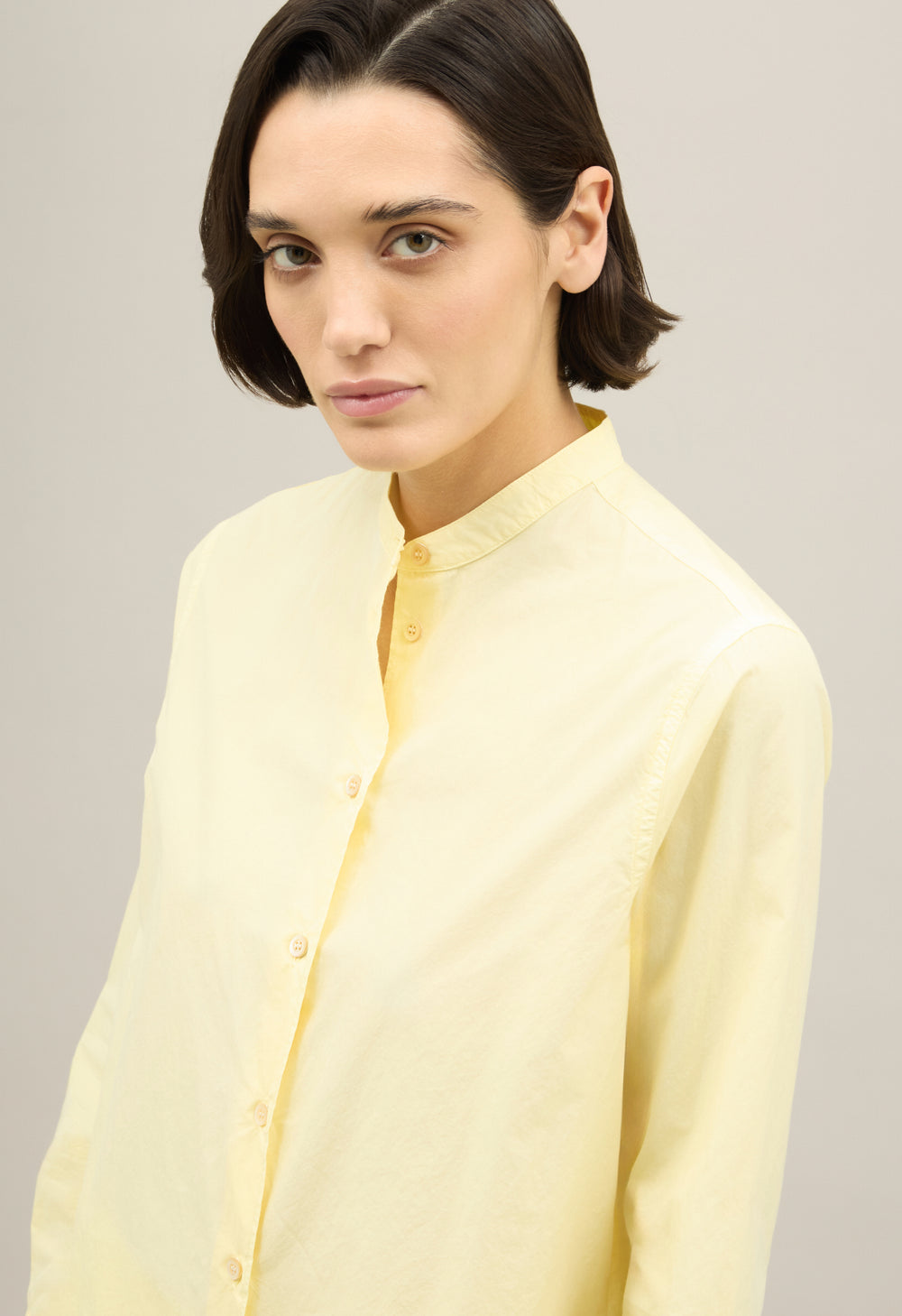 Camicia guru in cotone popeline giallo