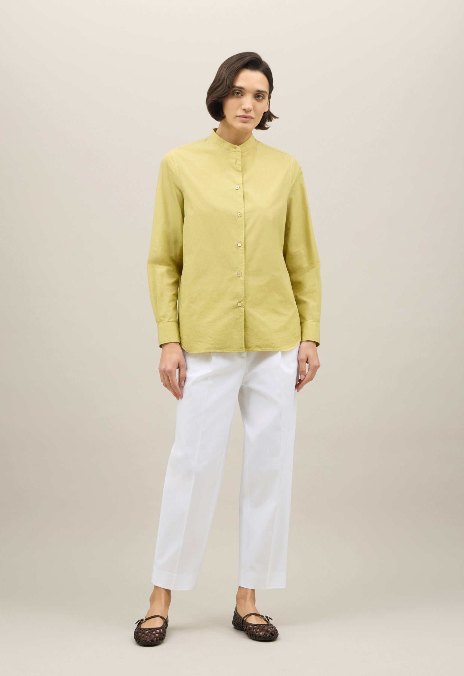 Green Cotton Popeline Guru Shirt