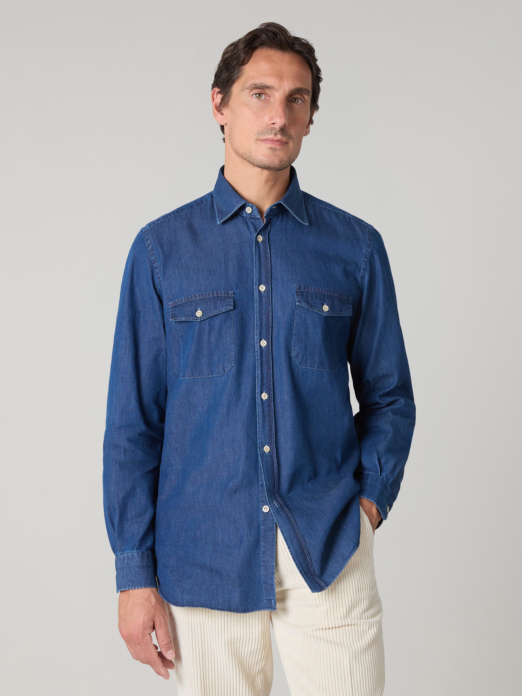 Blue chambray Western Shirt 