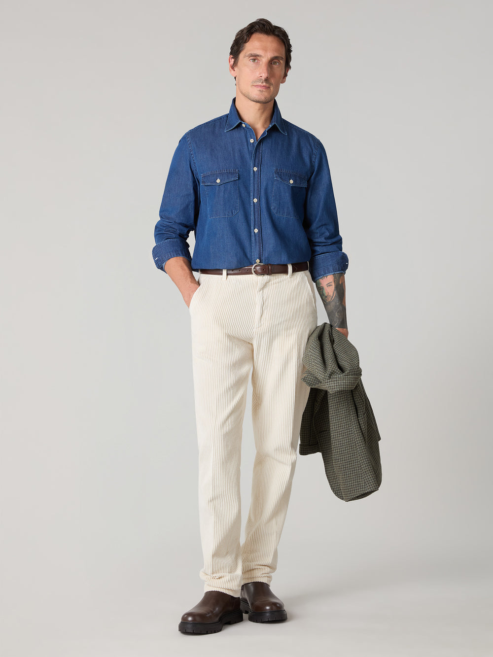 Blue chambray Western Shirt 