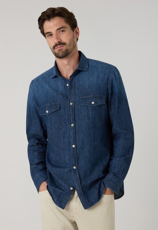 Blue Denim Western Shirt