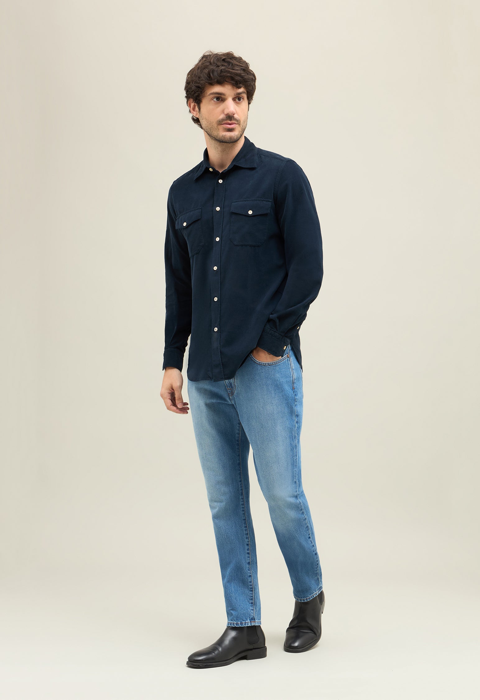 Blue Baby Corduroy Western Shirt