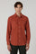 Camicia western in velluto a costine tinta in capo arancione