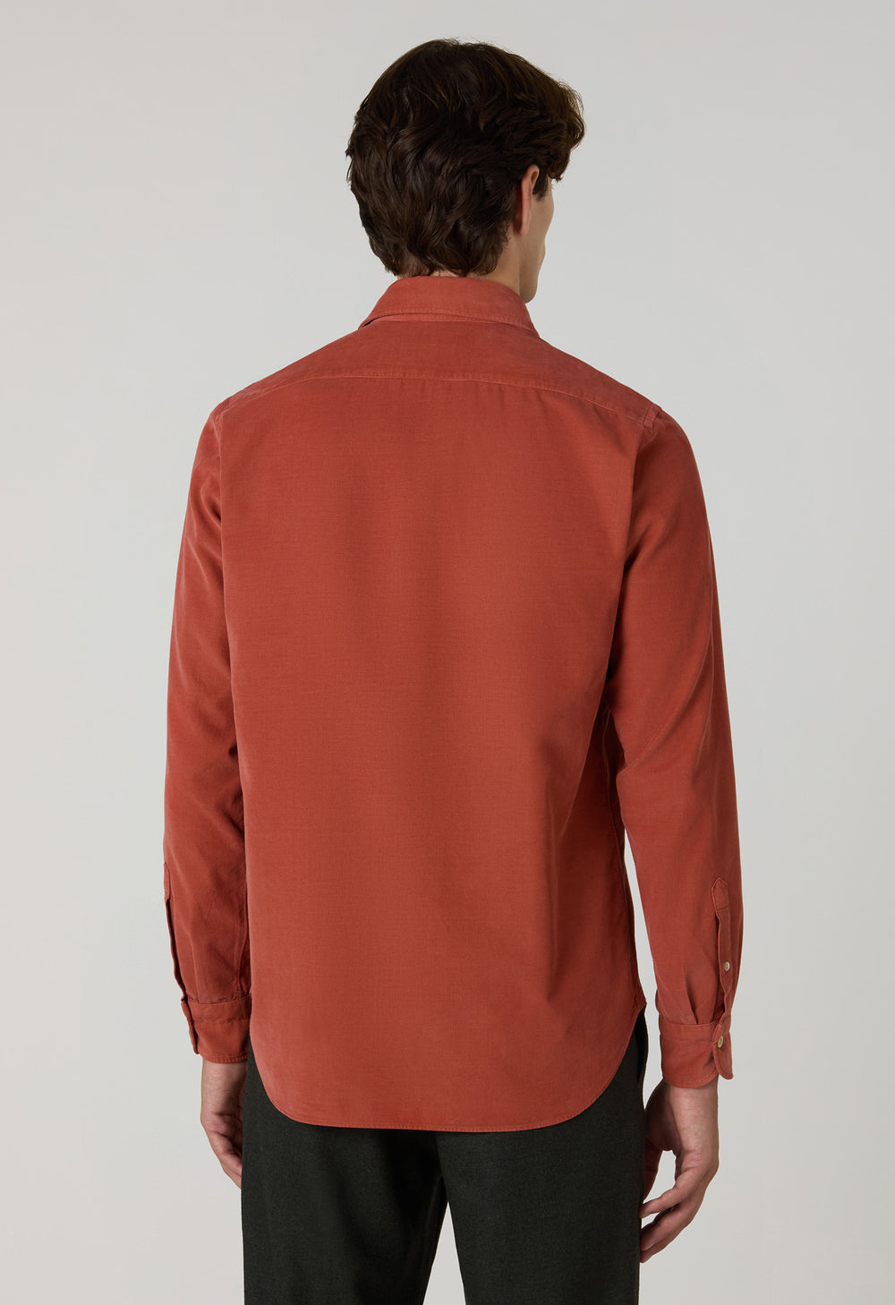 Camicia western in velluto a costine tinta in capo arancione