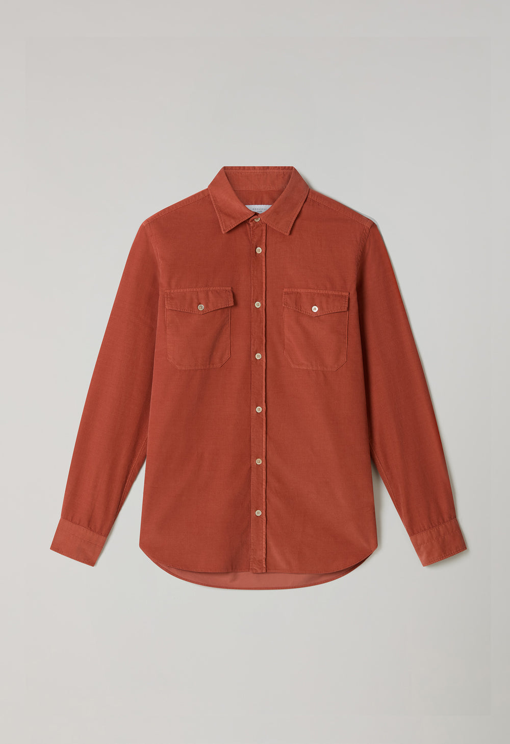 Camicia western in velluto a costine tinta in capo arancione