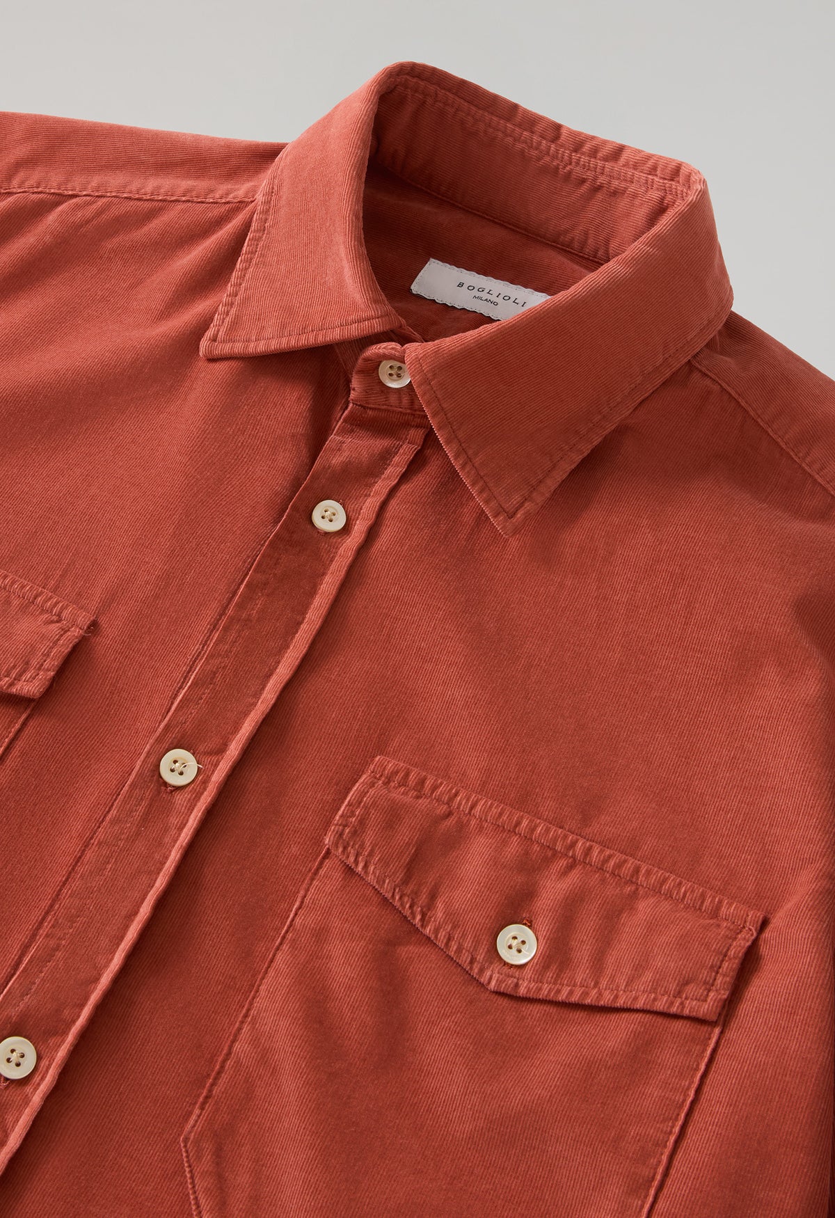Camicia western in velluto a costine tinta in capo arancione