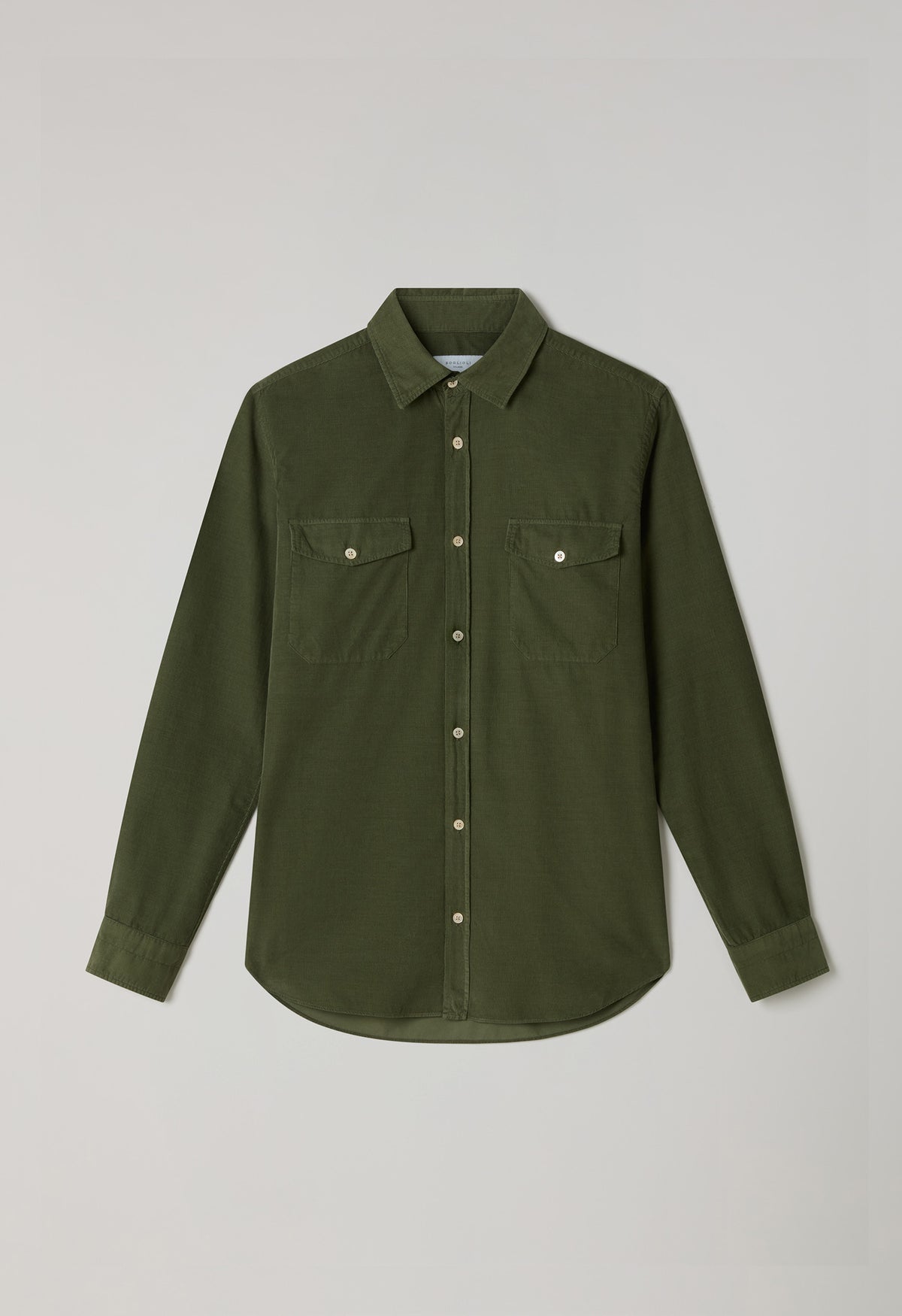 Camicia western in velluto a costine tinta in capo verde