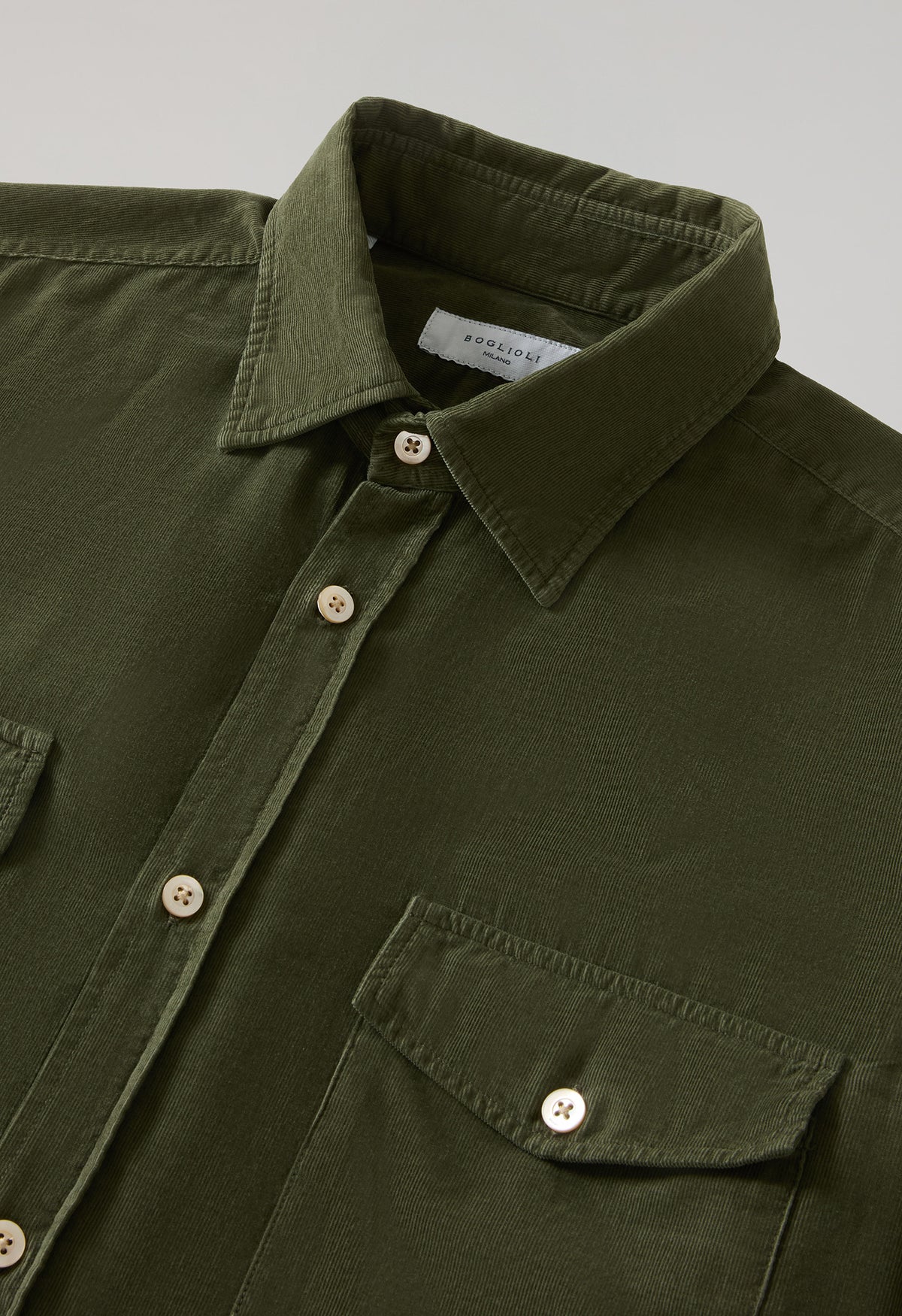 Camicia western in velluto a costine tinta in capo verde
