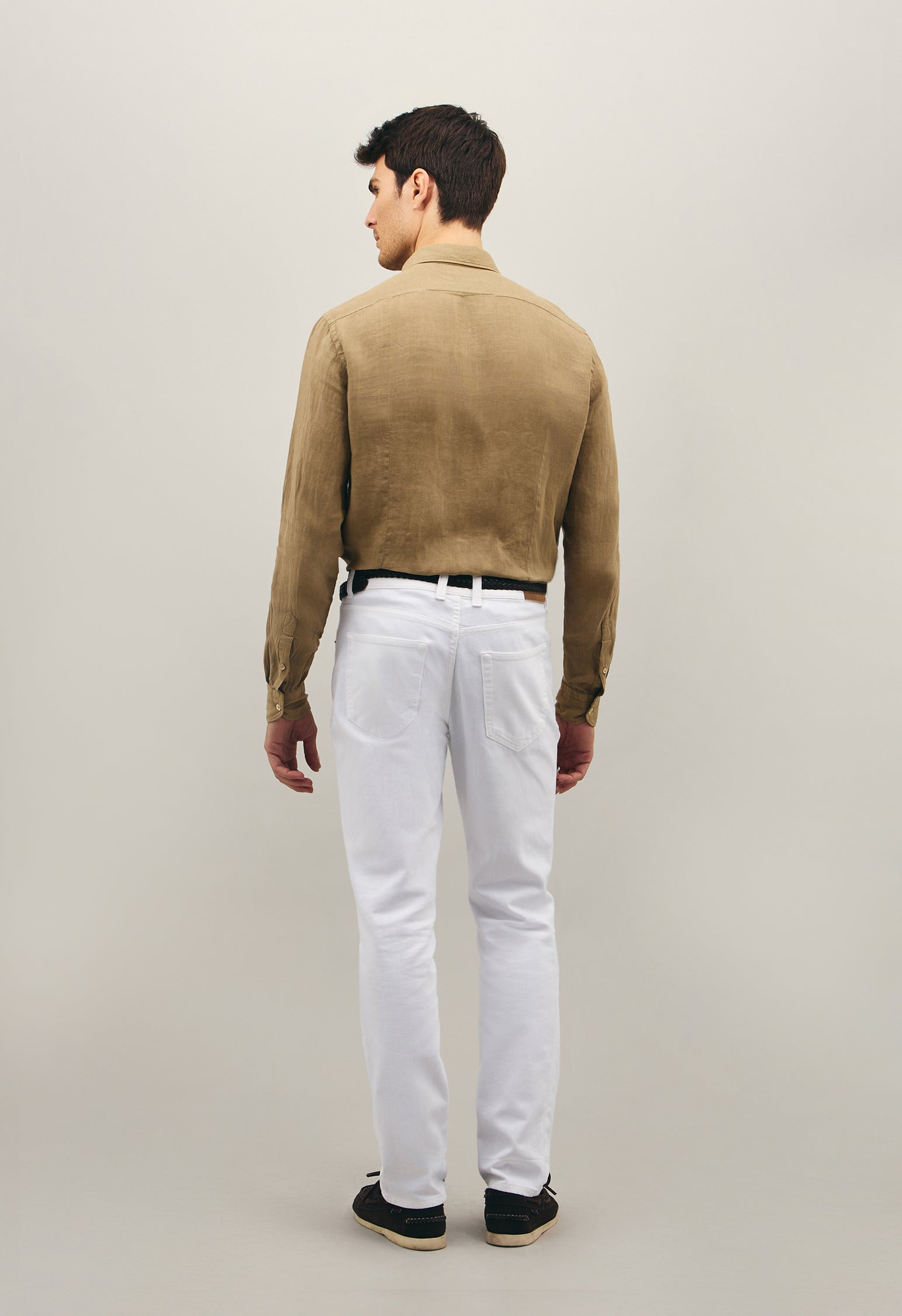 Dark Beige Linen Western Shirt