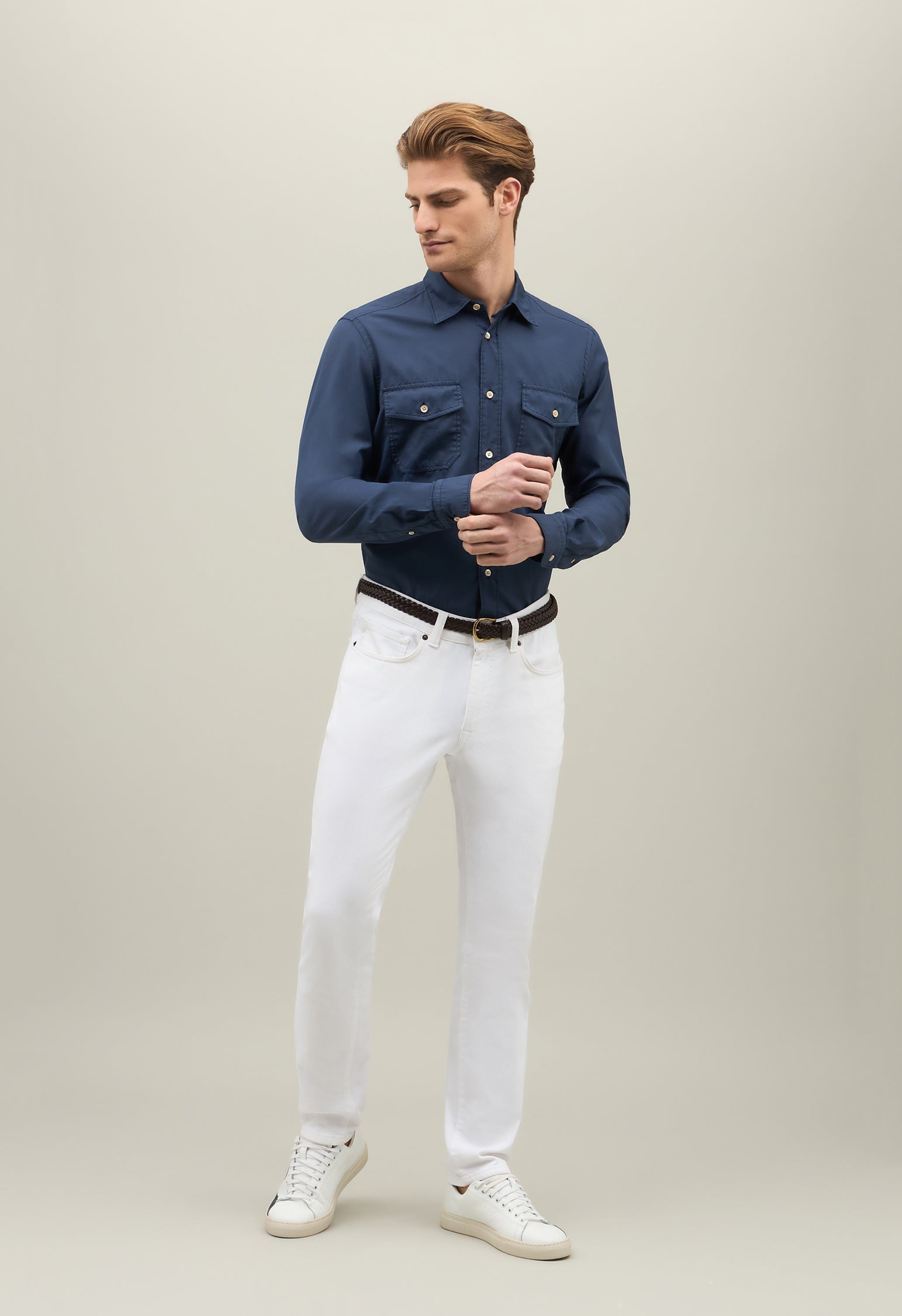 Blue Garment-dyed poplin Shirt