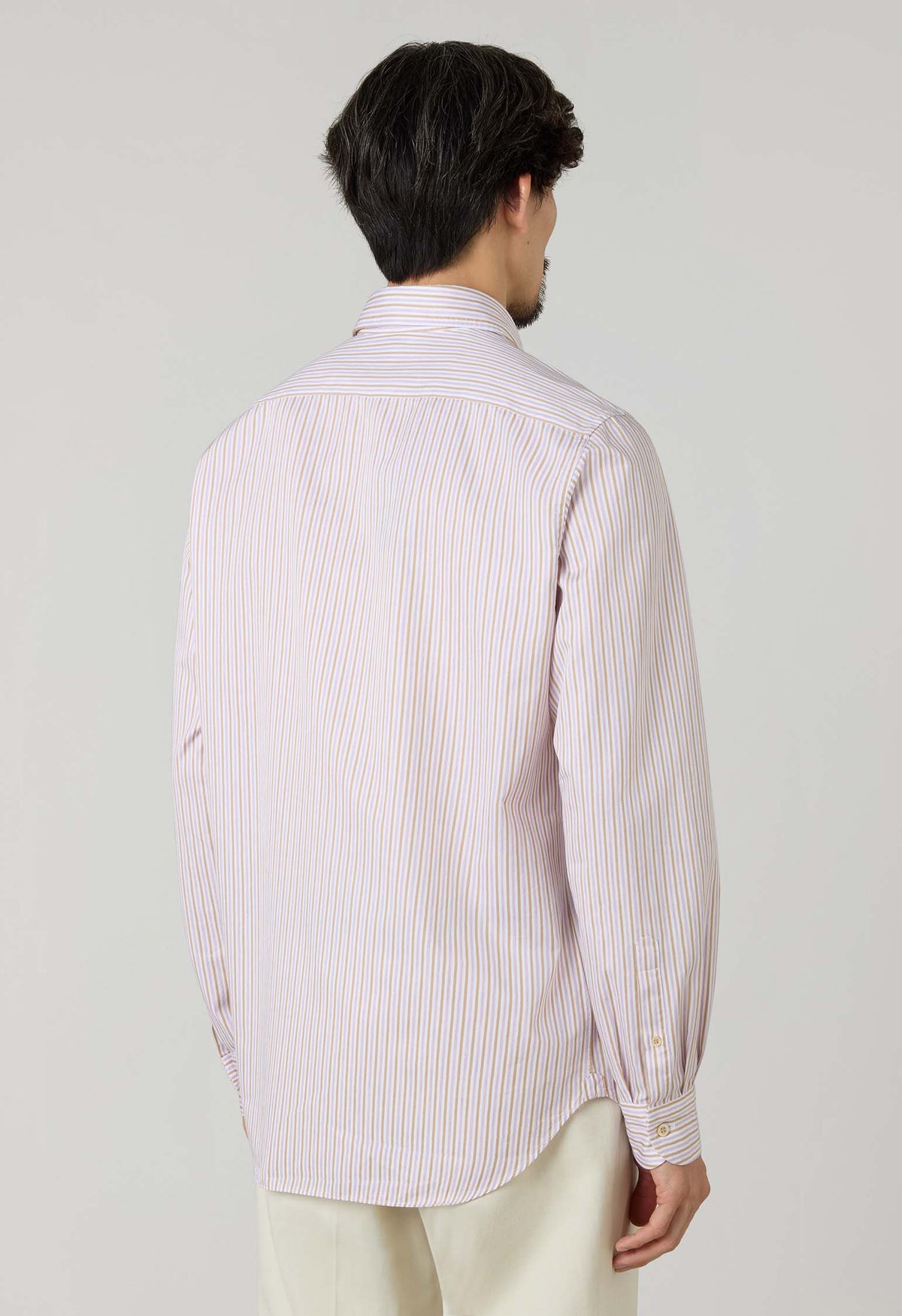 Camel Striped Soft Cotton Shirt