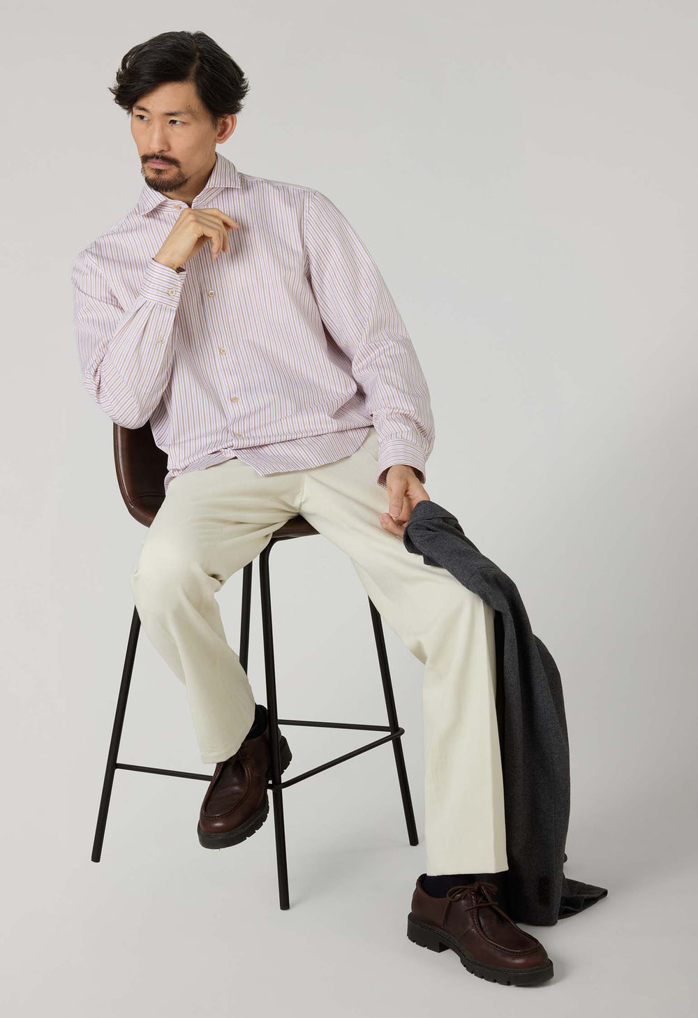 Camel Striped Soft Cotton Shirt