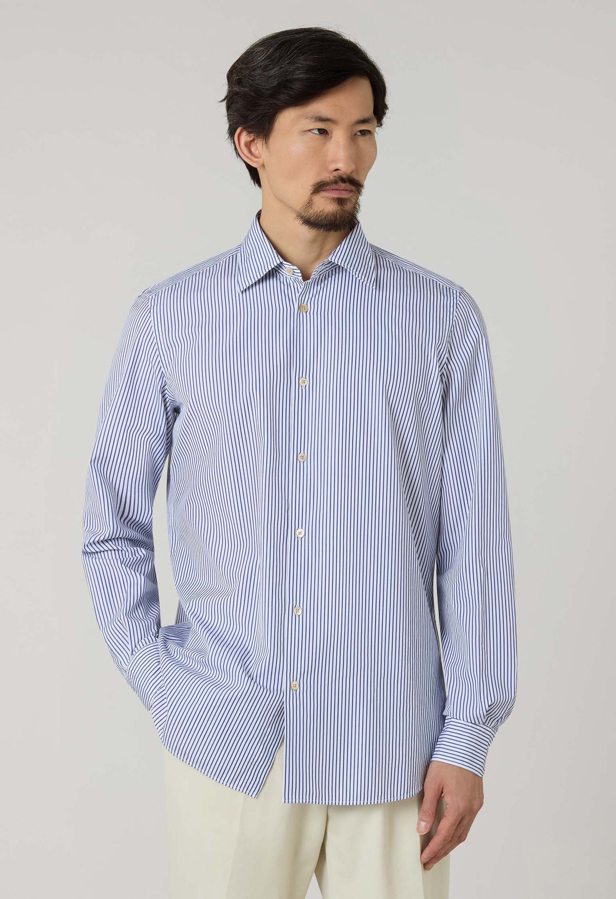 Camicia in cotone a righe blu