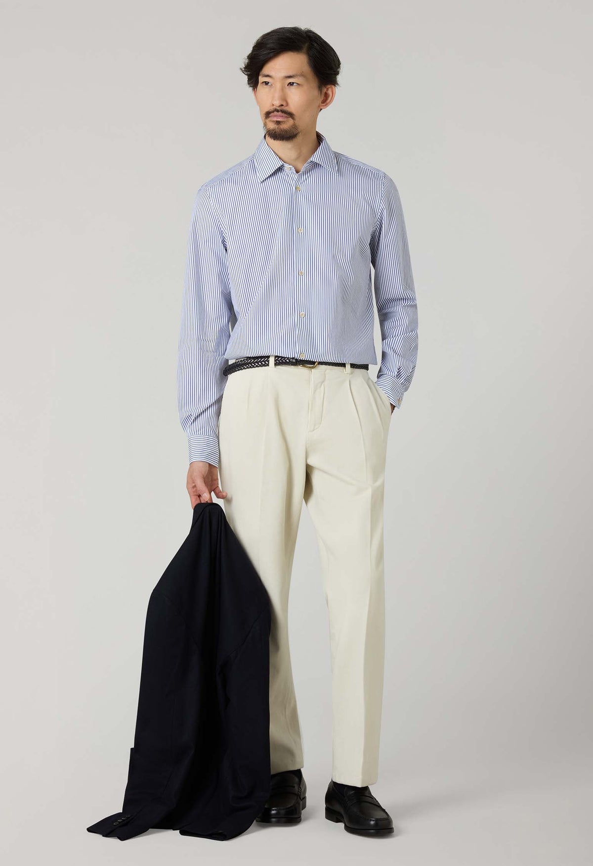 Camicia in cotone a righe blu