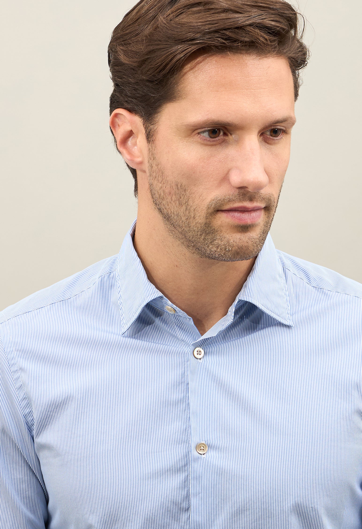 Light Blue Cotton Striped Shirt