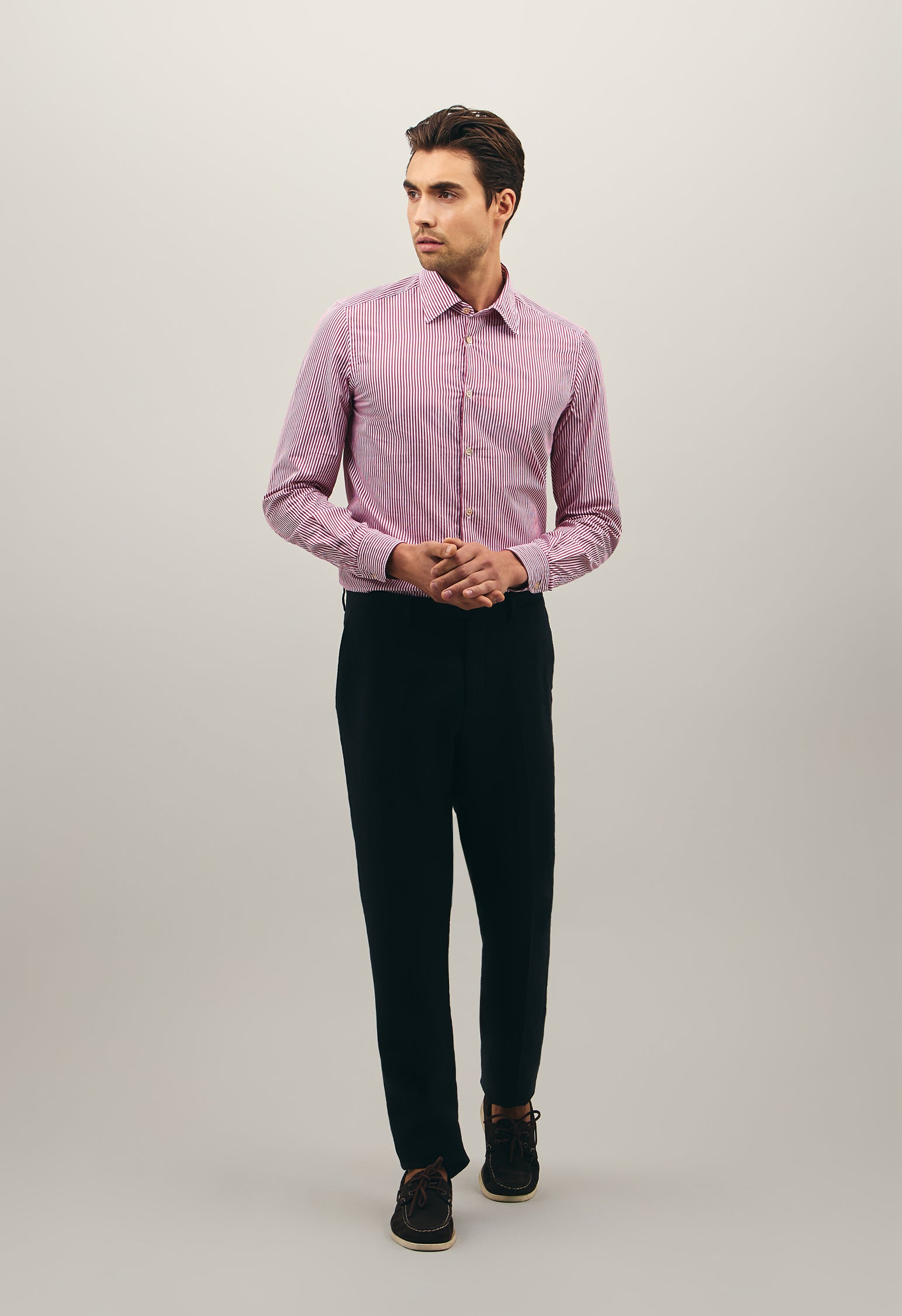 Red Poplin Striped Shirt
