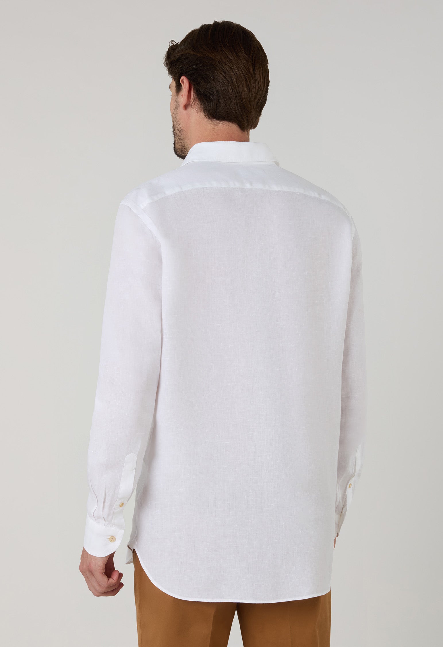 White Garment Dyed Linen Tailored Shirt White Garment Dyed Linen Tailored Shirt