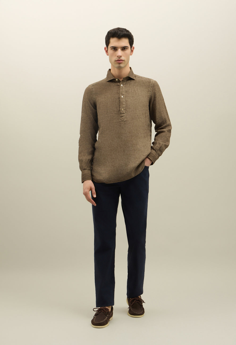 Garment Dyed Linen Polo Shirt