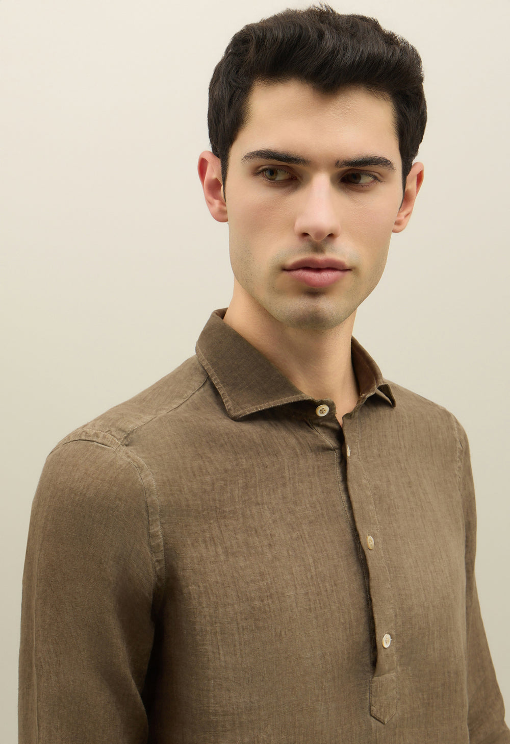 Garment Dyed Linen Polo Shirt