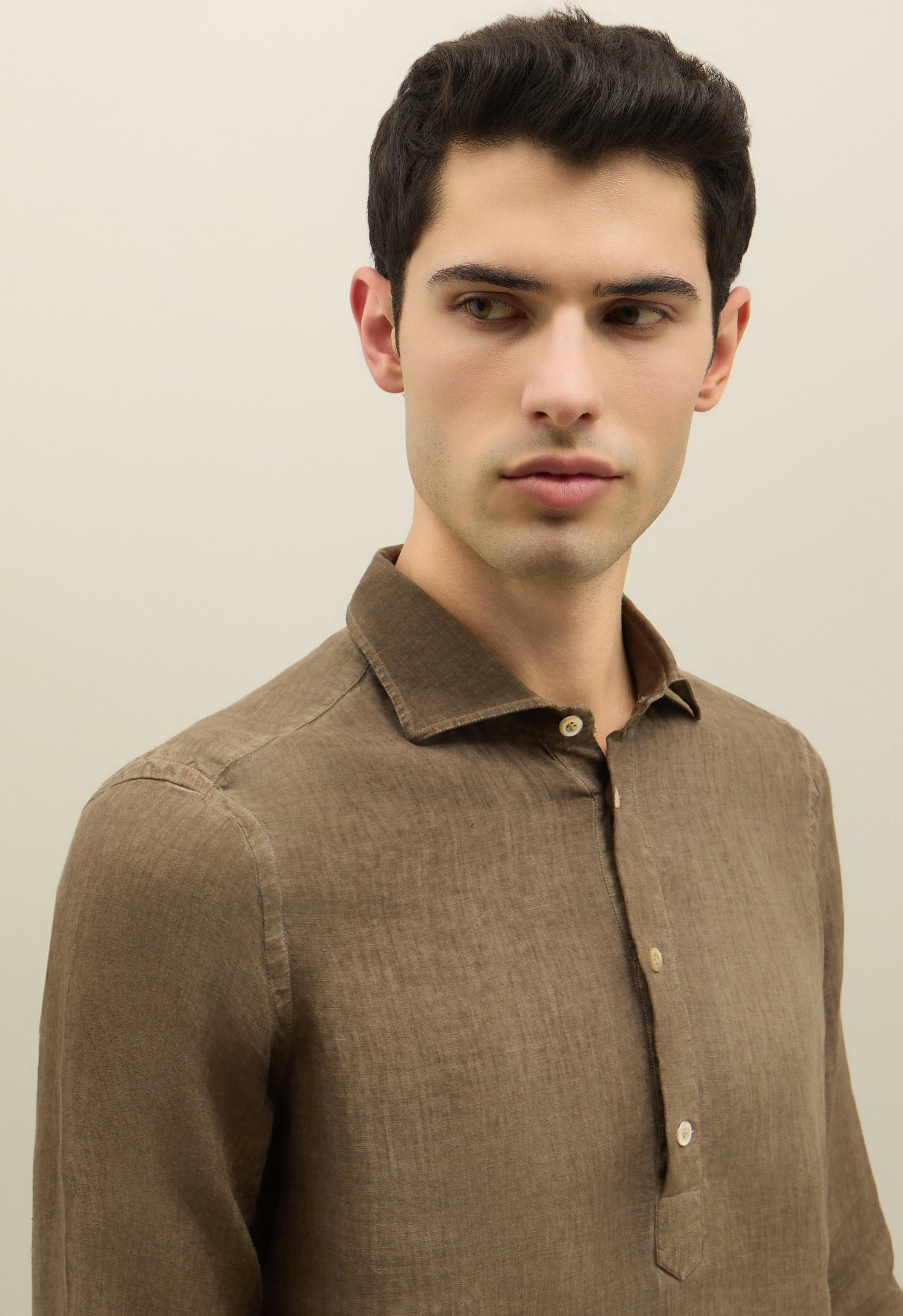 Garment Dyed Linen Polo Shirt