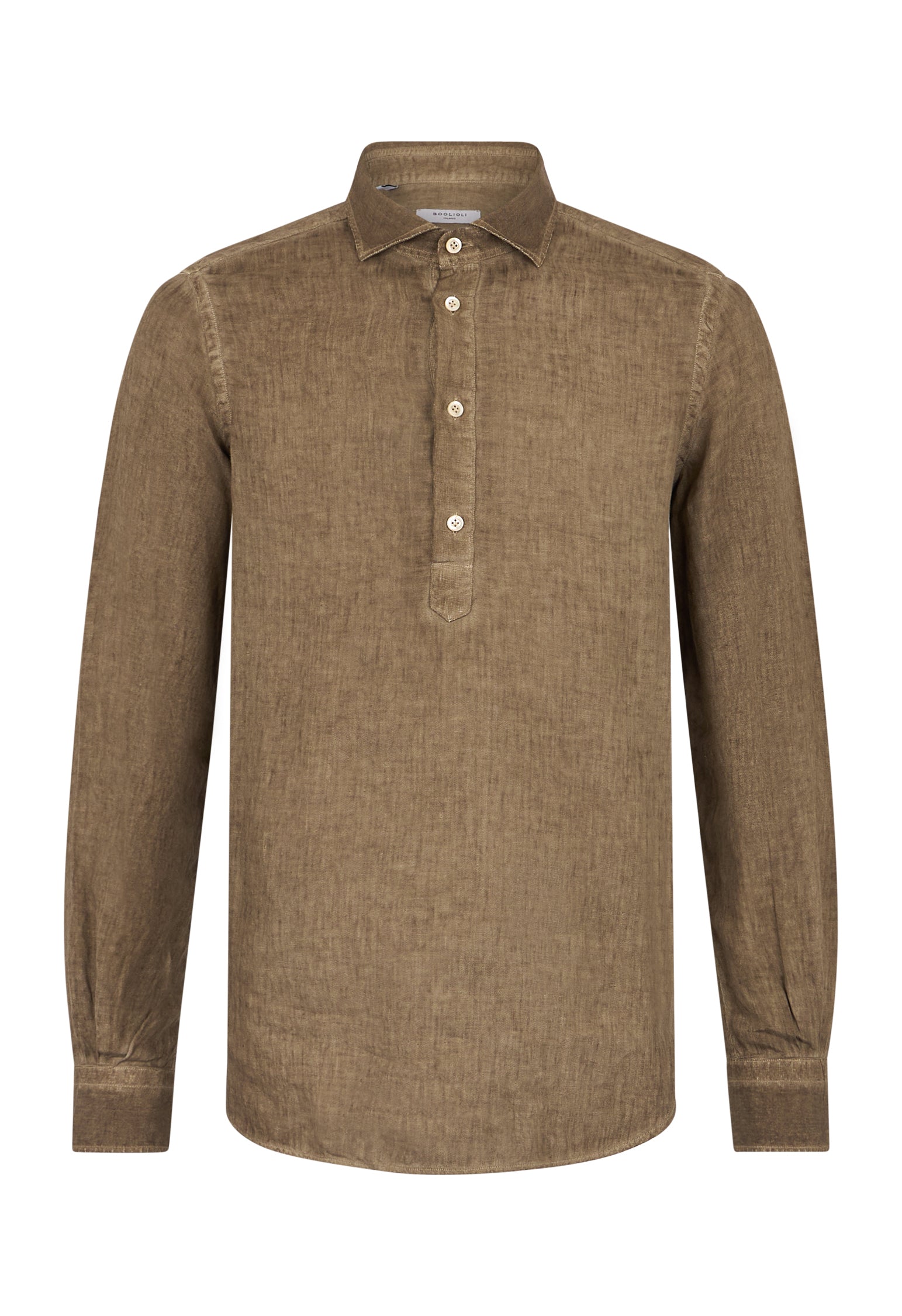 Green Garment Dyed Linen Polo Shirt