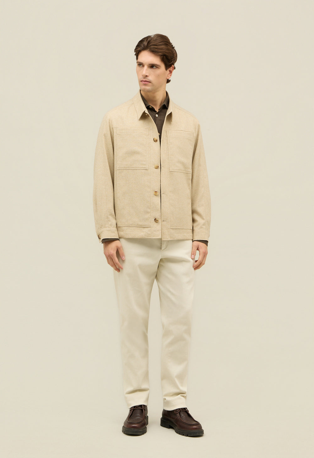 Beige Flannel Boxie Jacket