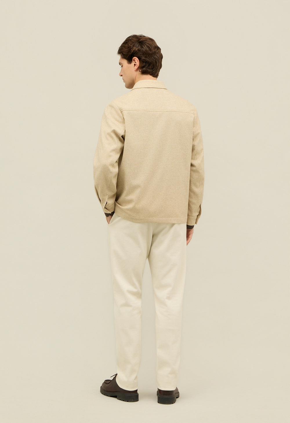 Beige Flannel Boxie Jacket