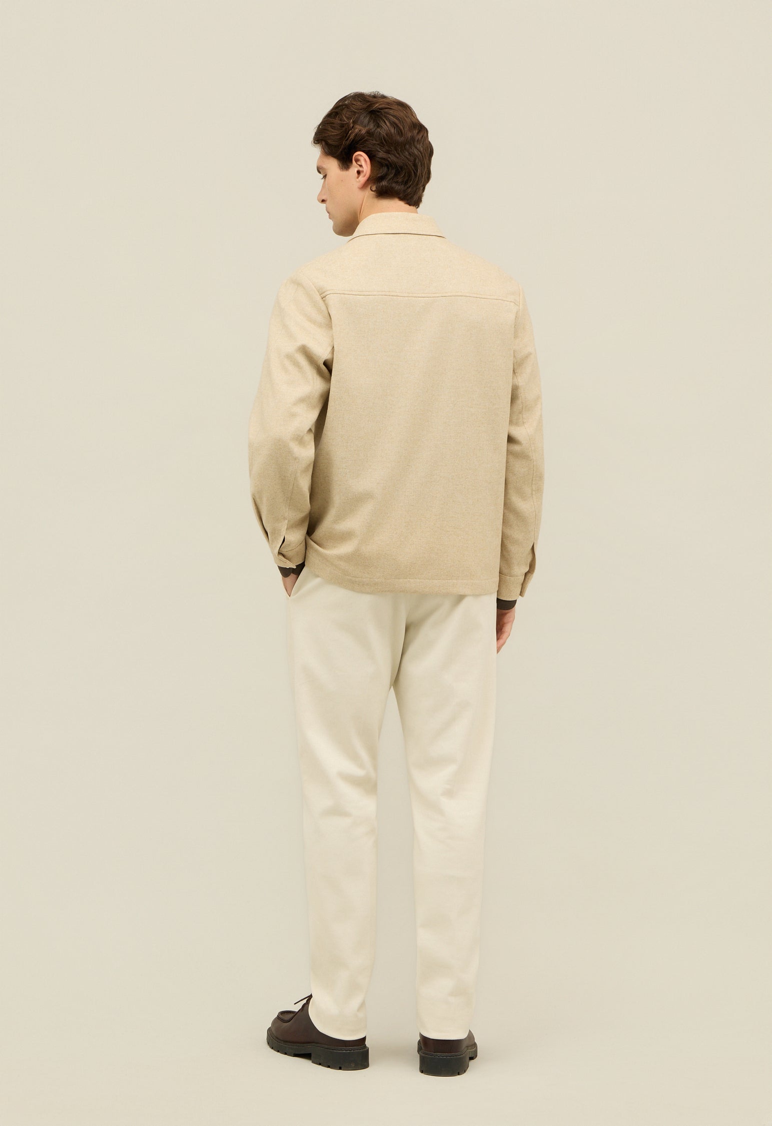 Beige Flannel Boxie Jacket