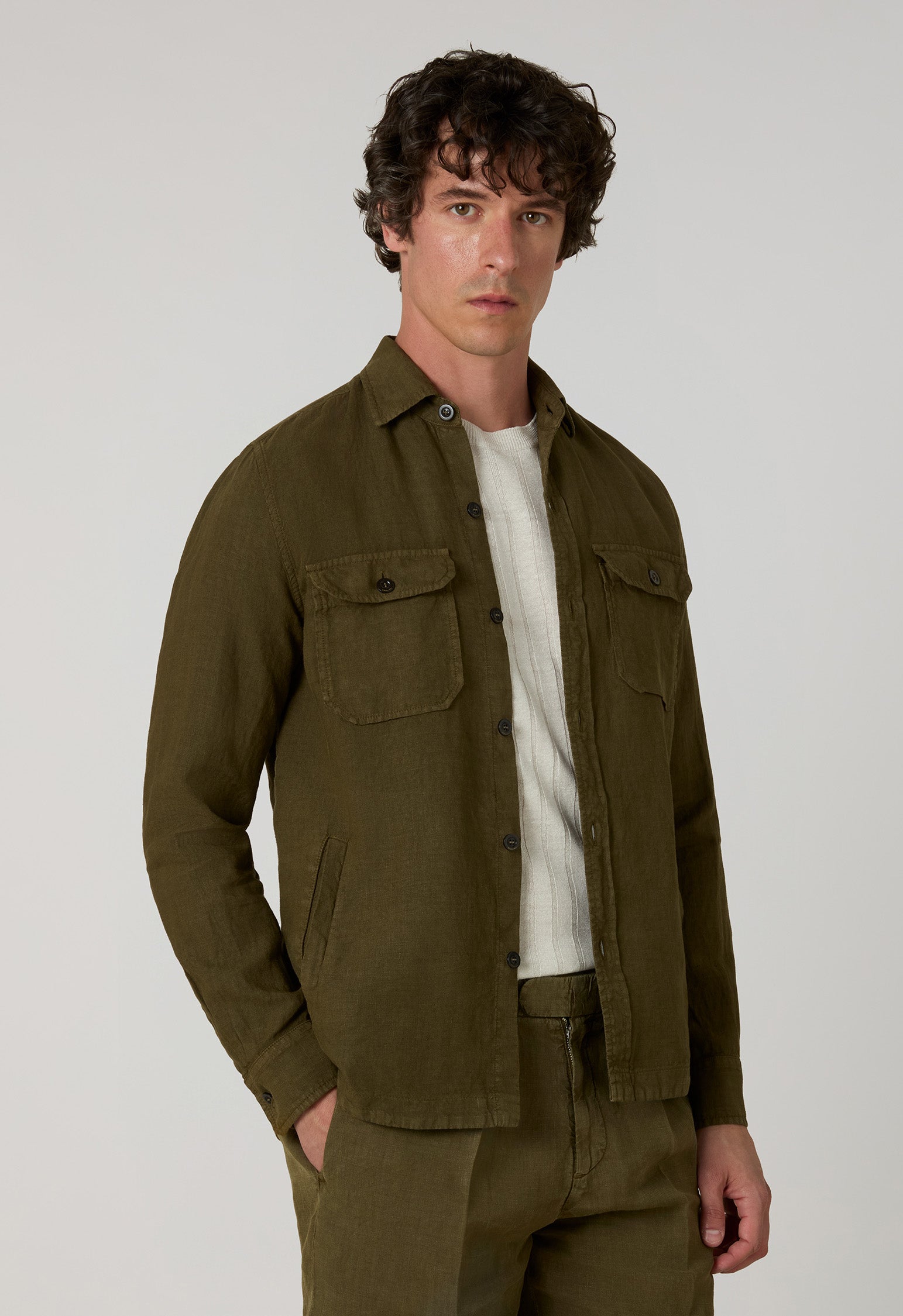 Garment Dyed Linen Overshirt