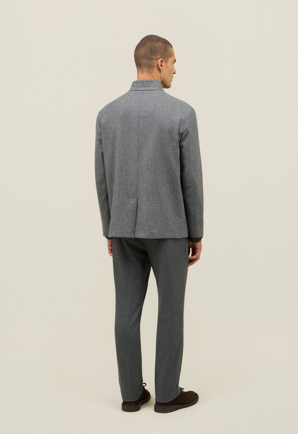 Grey Wool Flannel Fluid Jacket