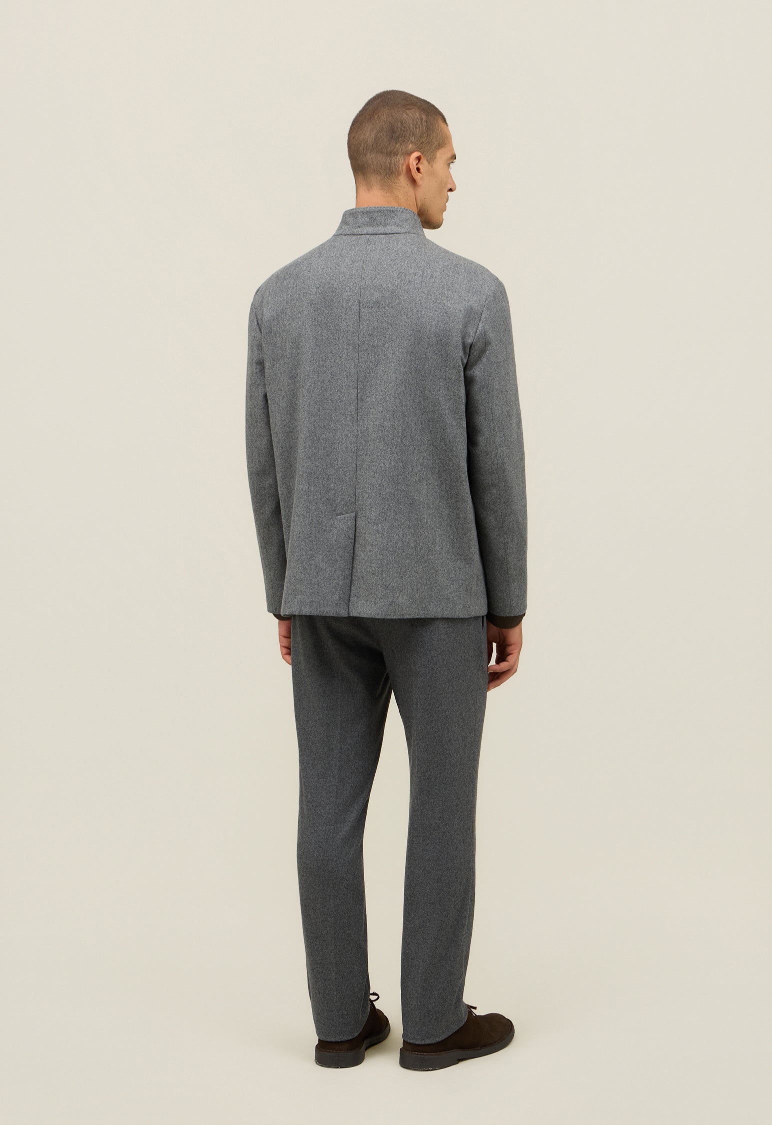 Grey Wool Flannel Fluid Jacket