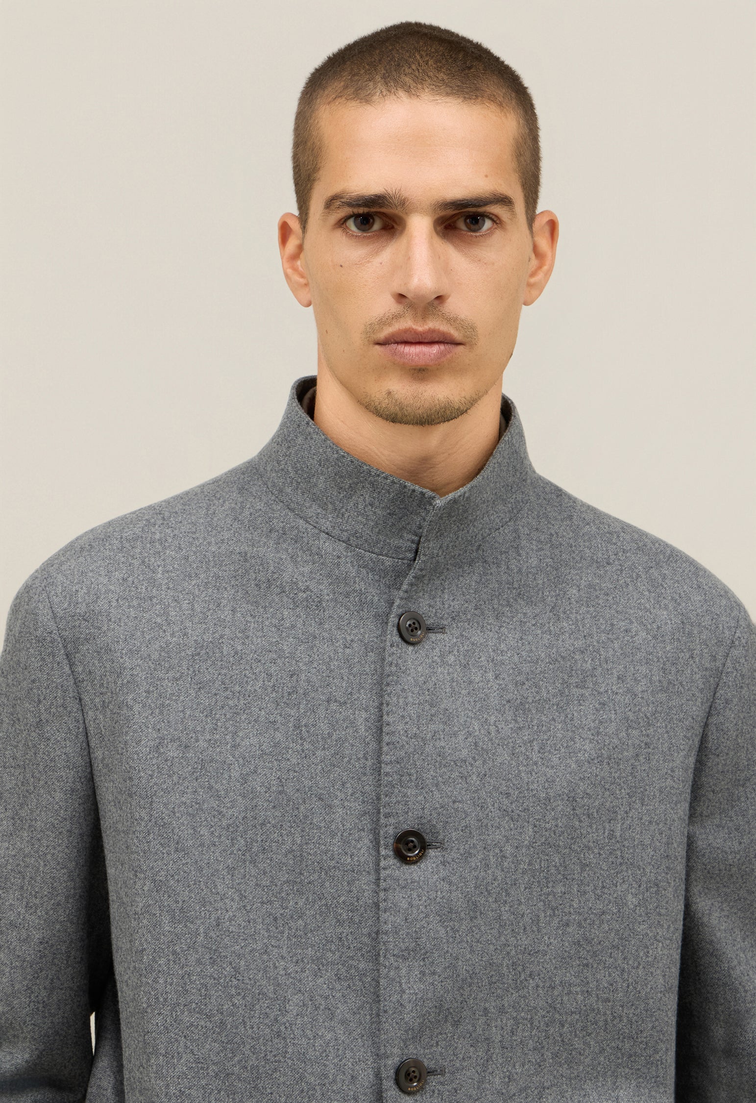 Grey Wool Flannel Fluid Jacket