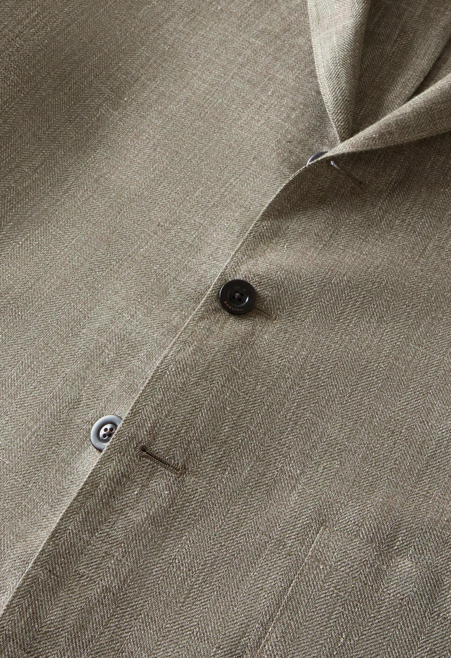 Light Green Linen Herringbone Khaki Jacket