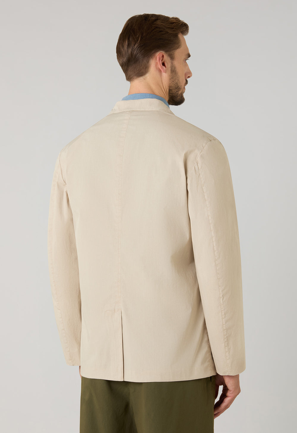 Beige Garment Dyed Popeline Papier Khaki Jacket