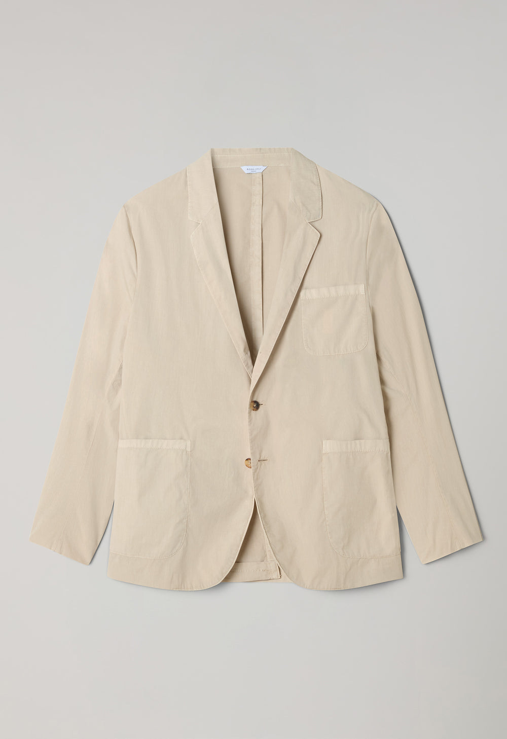 Beige Garment Dyed Popeline Papier Khaki Jacket