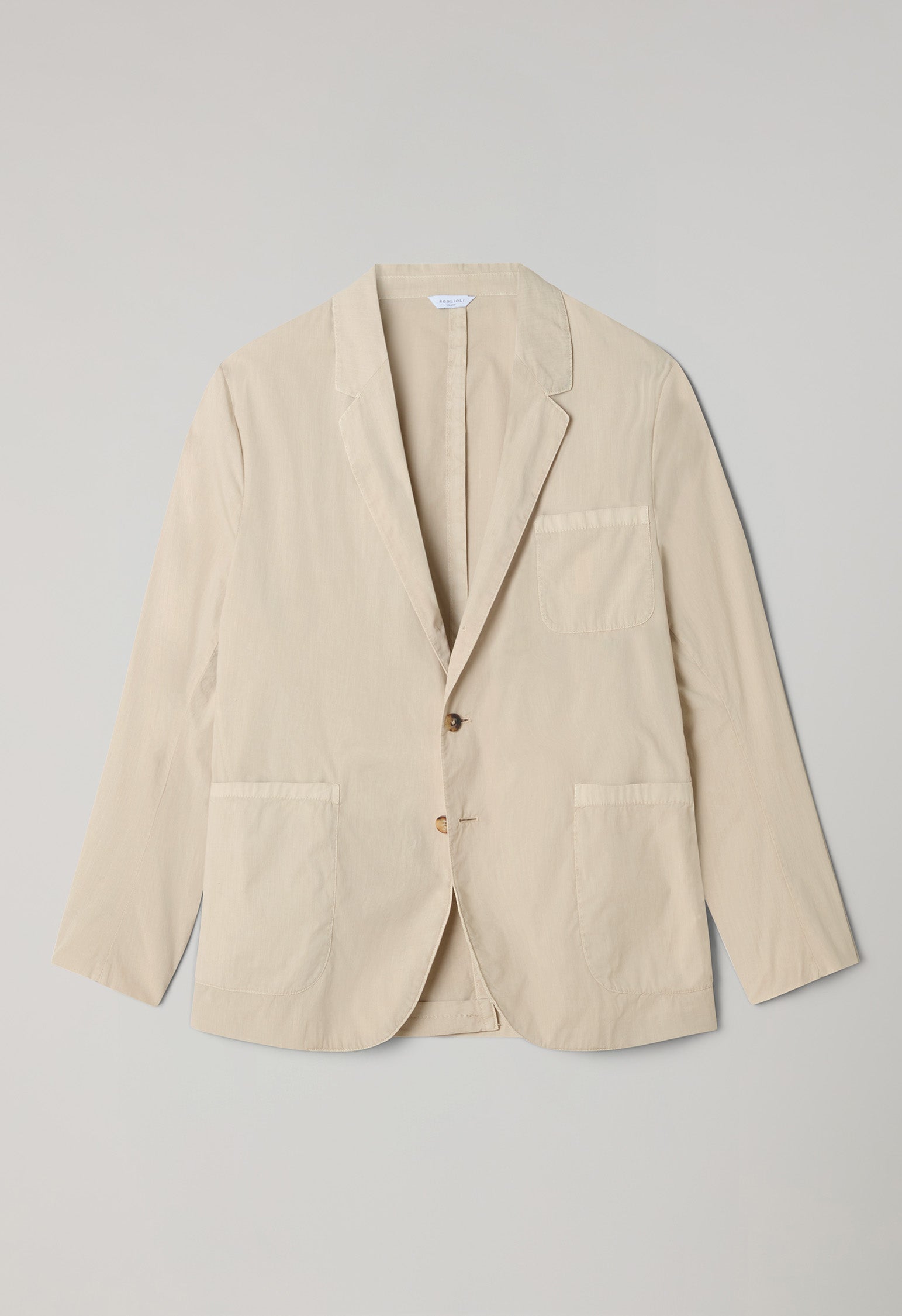 Beige Garment Dyed Popeline Papier Khaki Jacket