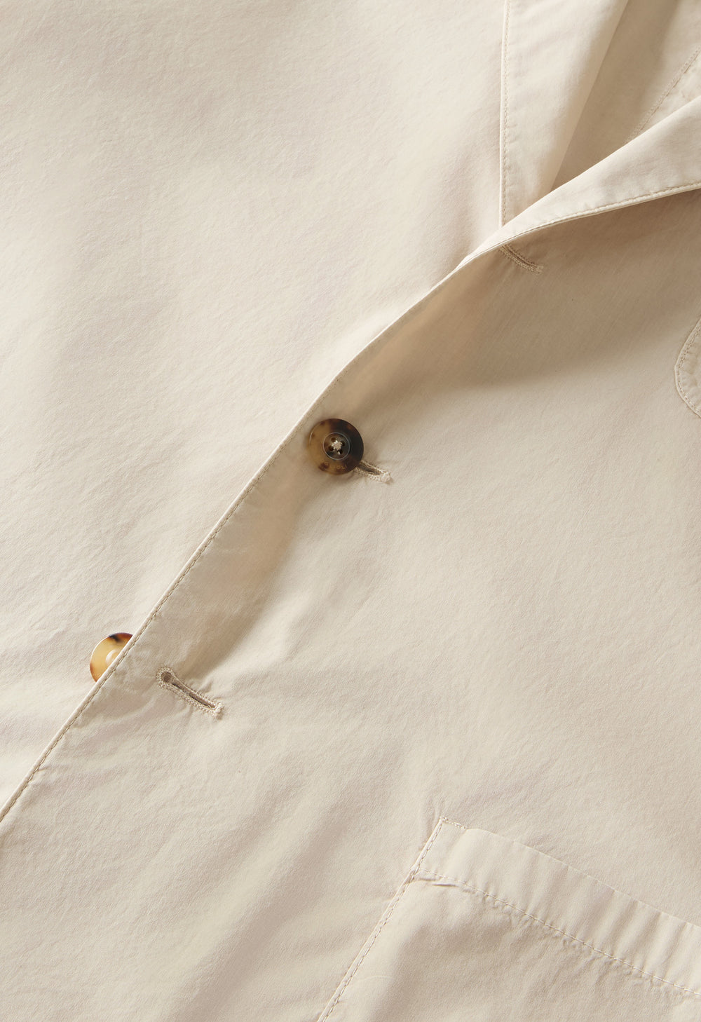 Beige Garment Dyed Popeline Papier Khaki Jacket