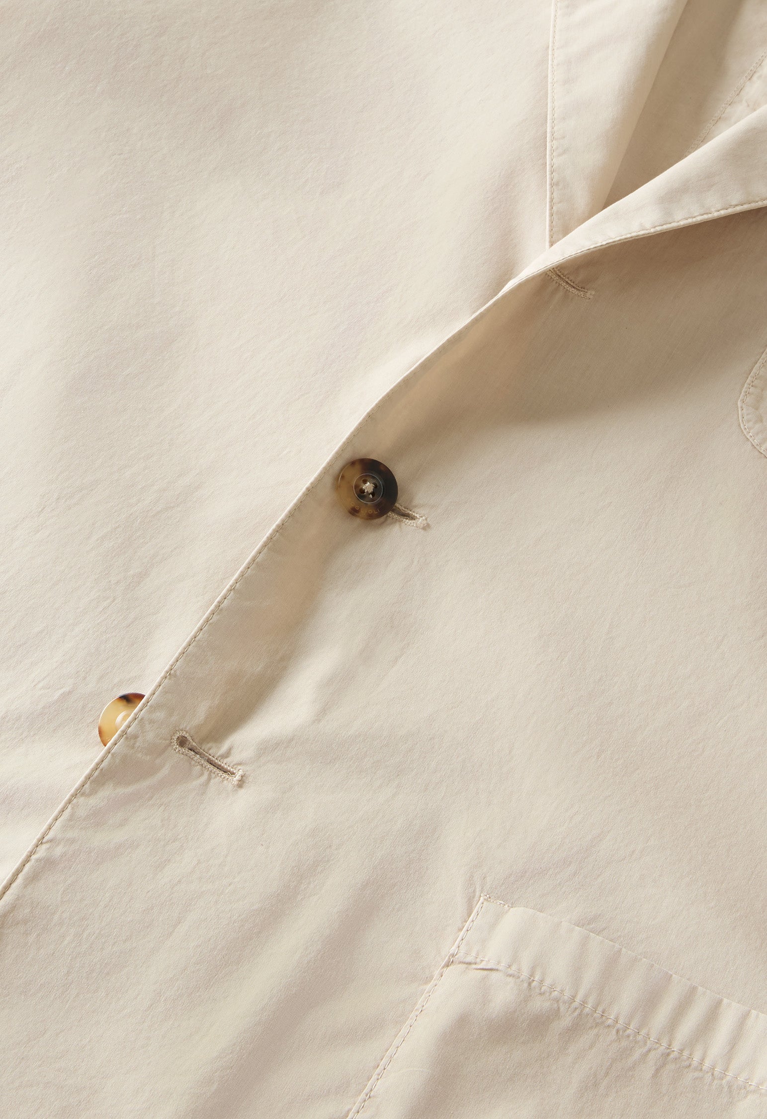 Beige Garment Dyed Popeline Papier Khaki Jacket