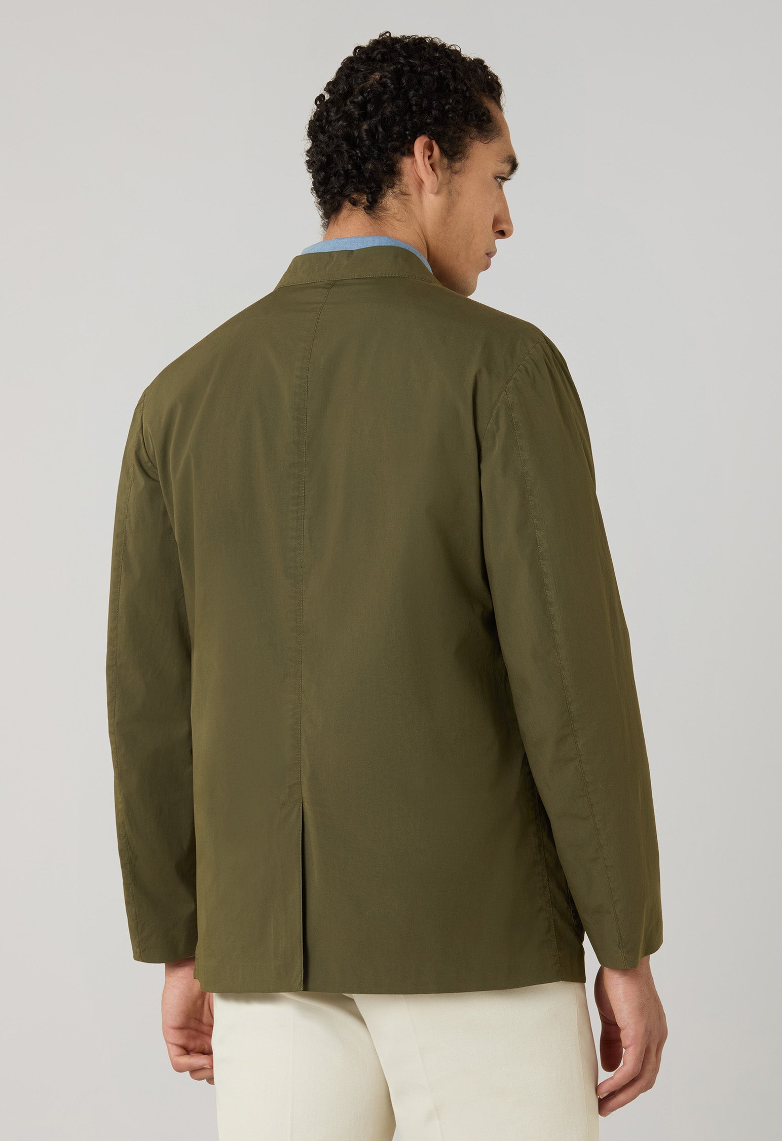 Green Garment Dyed Popeline Papier Khaki Jacket