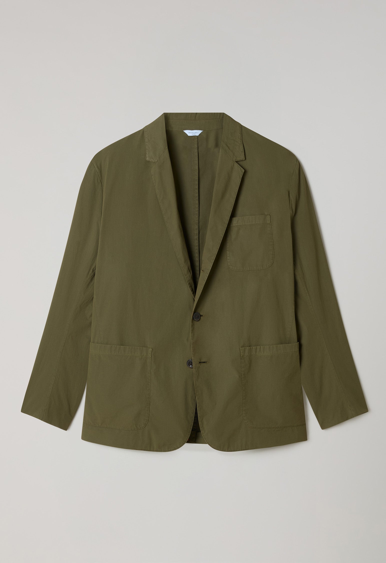 Green Garment Dyed Popeline Papier Khaki Jacket