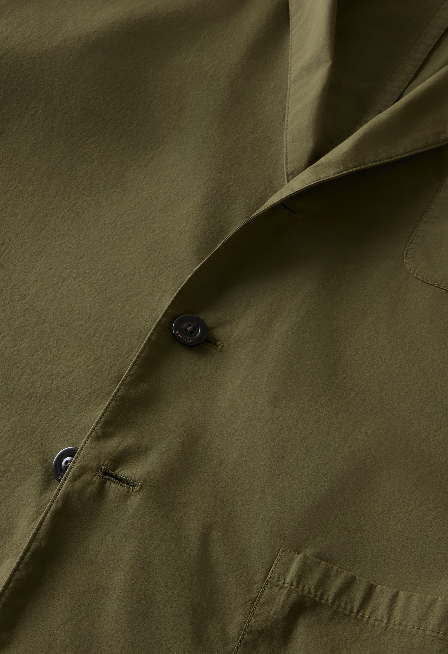 Green Garment Dyed Popeline Papier Khaki Jacket