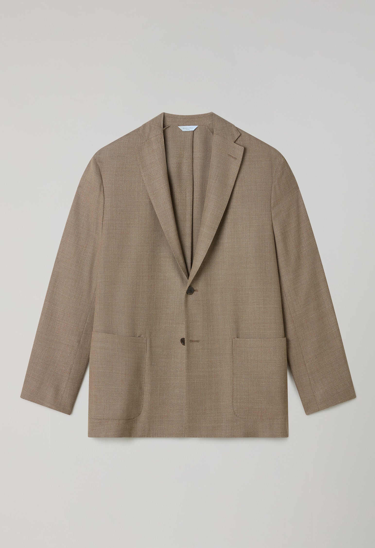 Beiger fluid Suit aus leichter Wolle mit Wabenstruktur