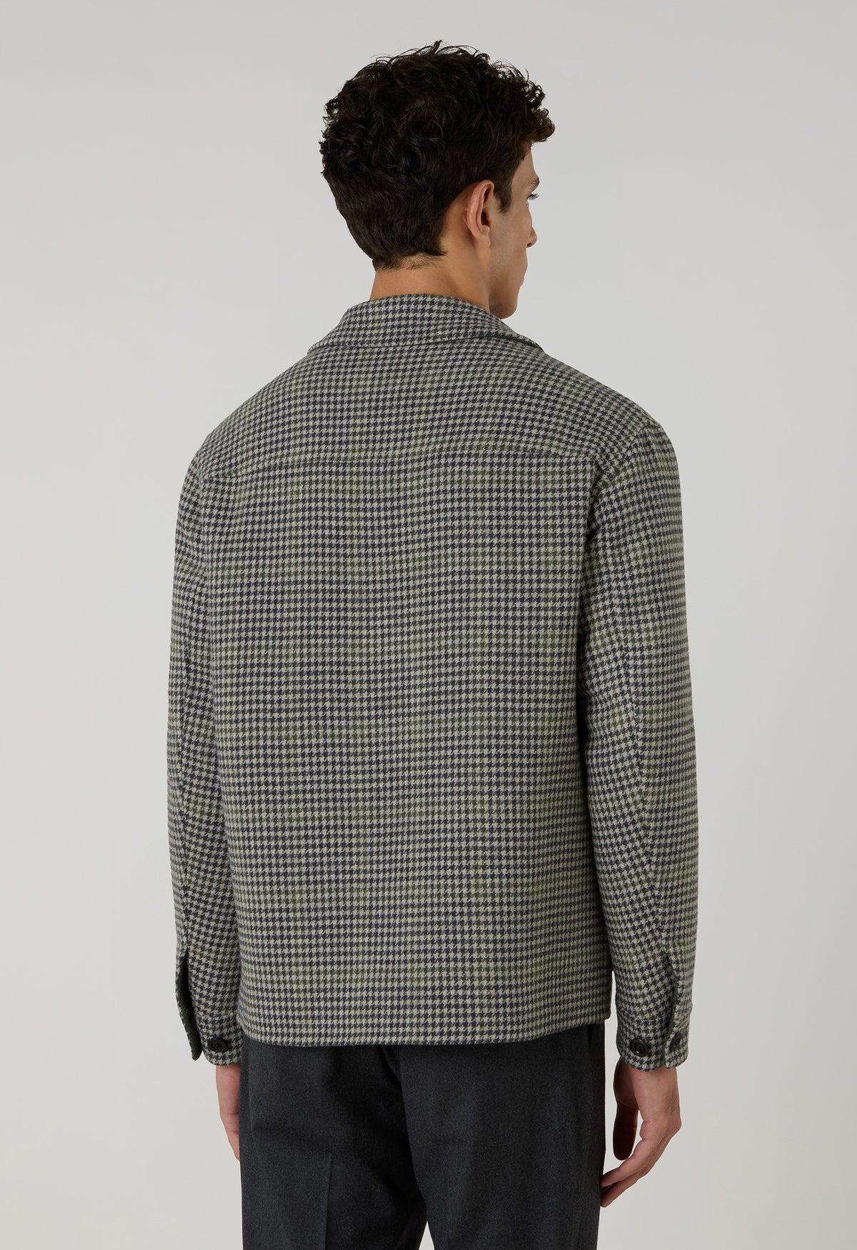 Green Pied-de-puole Wool Cashmere double Boxie Jacket
