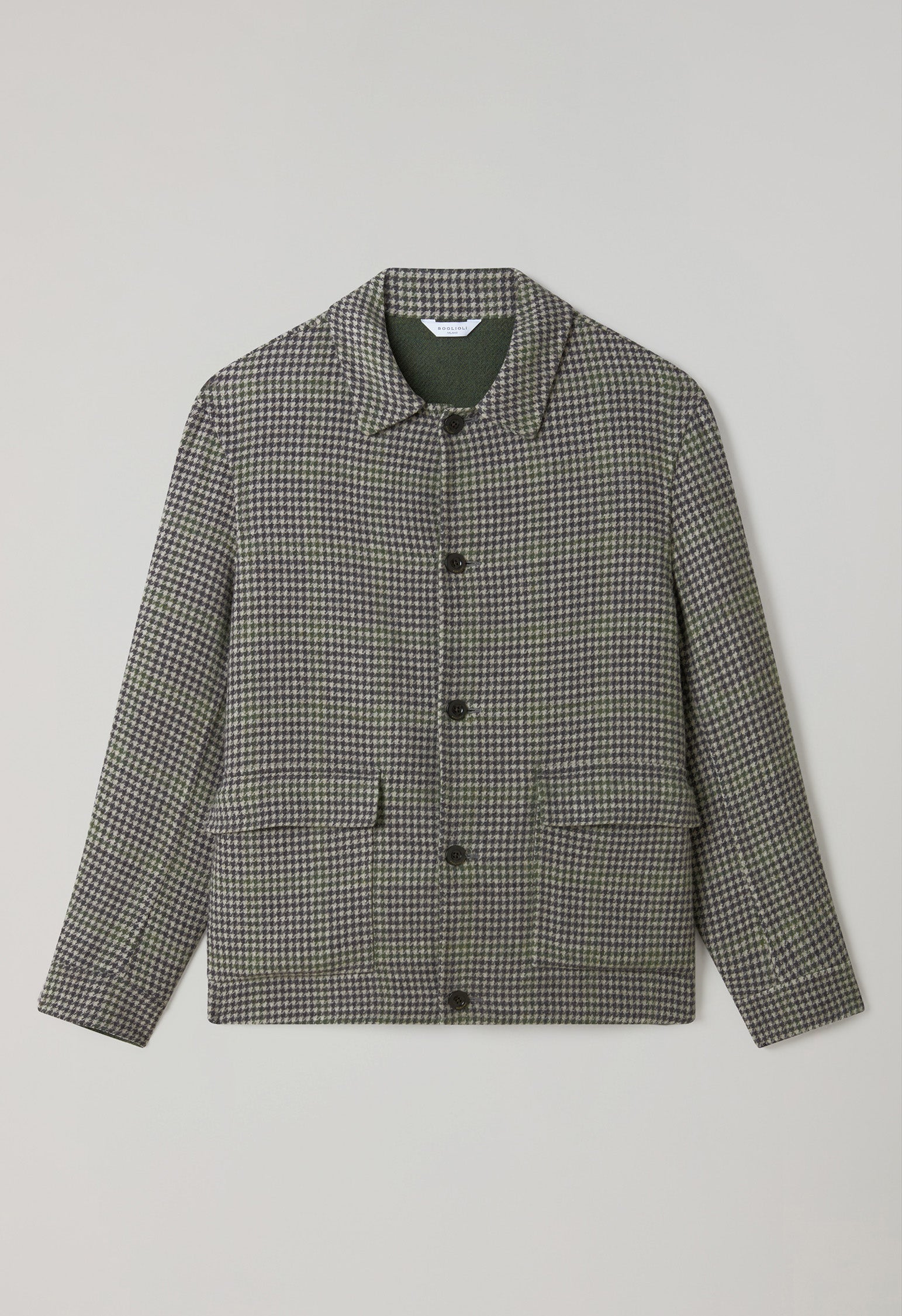 Green Pied-de-puole Wool Cashmere double Boxie Jacket