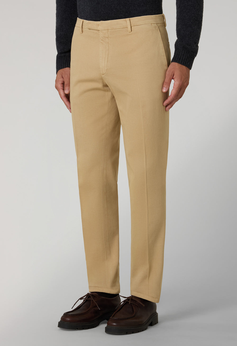 Beige Comfort Cotton slim chinos trousers